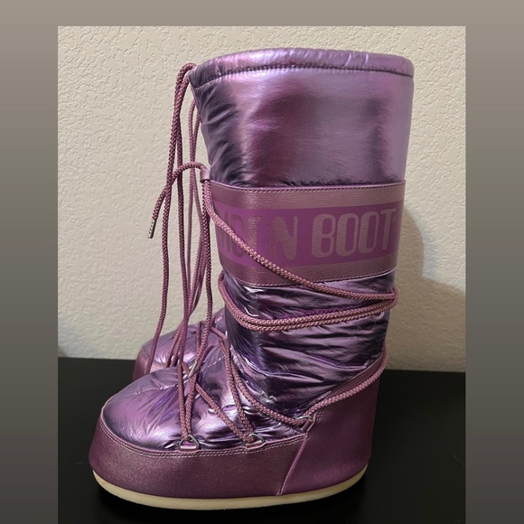 Moon Boot Purple Winter Rain Boots Platform Sole - Picture 5 of 9